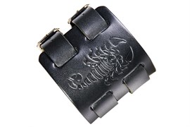 Кожаный мужской браслет черный "Скорпион" BSM577