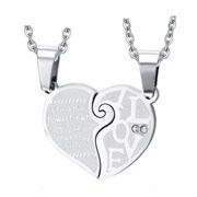 Парные кулоны "Сердце из двух половинок" silver K104S