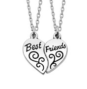 Парные кулоны для лучших друзей "Best Friends" в виде сердца BF112